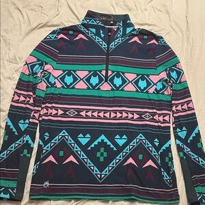 Greyson Ghostwolf Sequoia Forest 1/4 Zip Pullover Aztec Print Mens Large